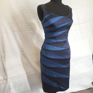 JAX Blue two tone satin cocktail dress